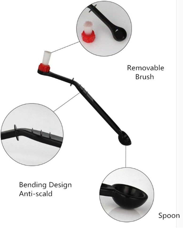 Coffee Machine Brush Cleaner Nylon Espresso Machine Brush Coffee Cleaning Tool with Spoon (Pack of 2)