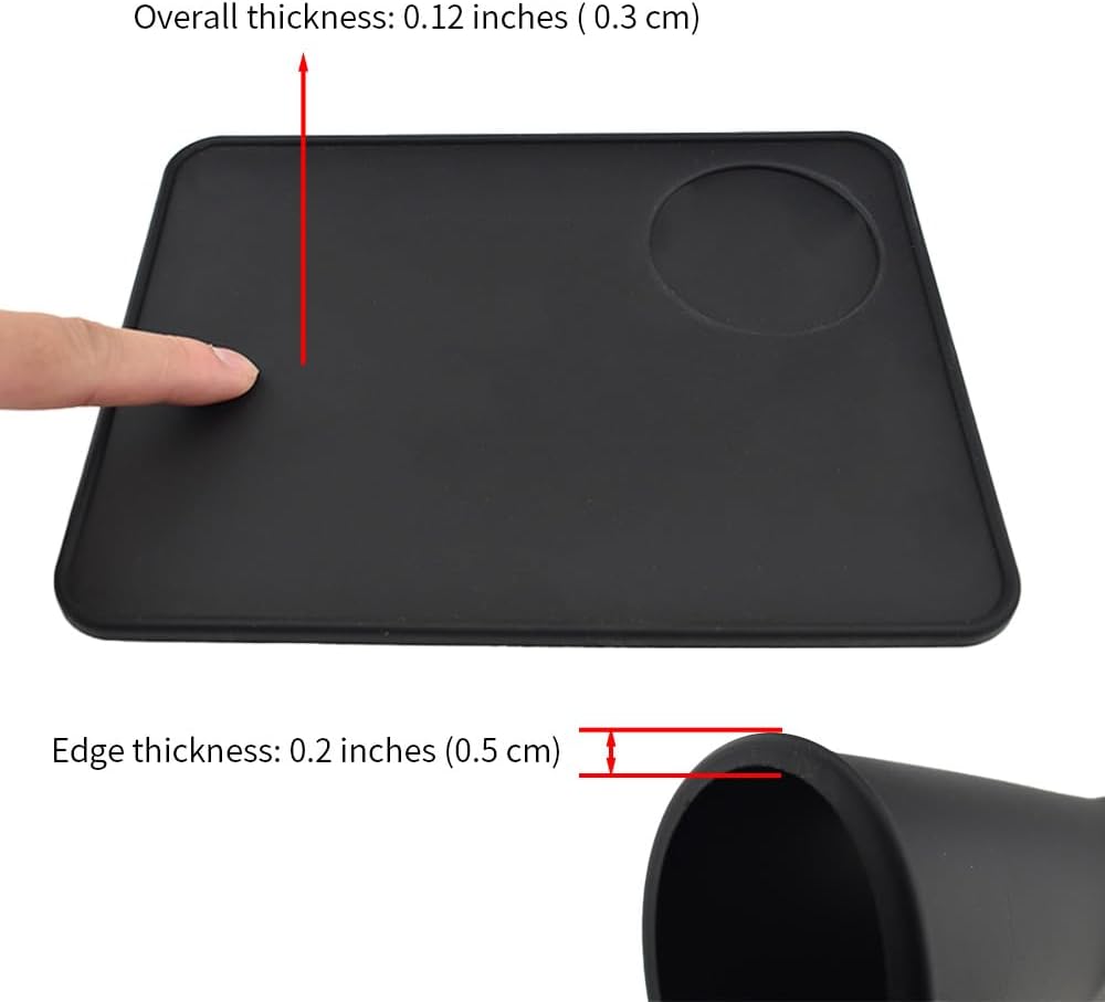 Non-Slip Silicone Espresso Coffee Tamper Mat 5.9x7.87inch Coffee Powder Pad Coffee Press Counter Mat Espresso Machine Tamp Mat Tamping Mat for Barista Tools and Accessories (Black）