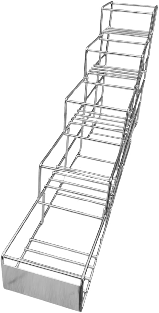 Rattleware 5 Slot Stainless Steel Syrup Bottle Rack Heavy-Duty Organizer for Coffee Bars Baristas Kitchen Storage Shelf