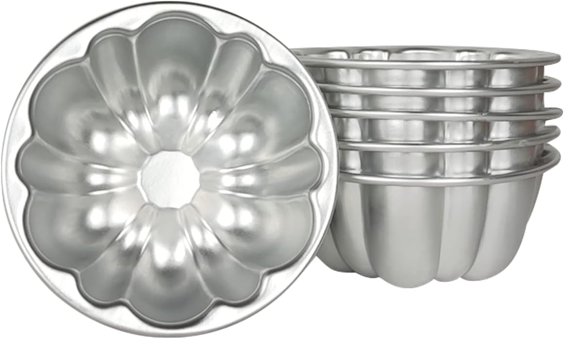 Aluminum Molds for Jello Small Tartlets Nonstick for Steaming and Baking | Mini Pudding Pan Cup Cake Molds Cupcake Muffin Cups for Small Desserts 6 Pieces