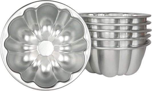 Aluminum Molds for Jello Small Tartlets Nonstick for Steaming and Baking | Mini Pudding Pan Cup Cake Molds Cupcake Muffin Cups for Small Desserts 6 Pieces