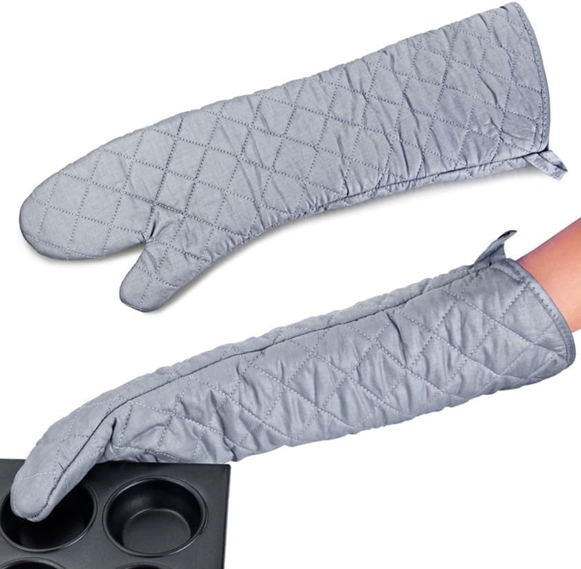 Extra Long 23 Inch Heat Resistant Oven Gloves New Cotton Oven Mitts Kitchen Gloves High Temperature 