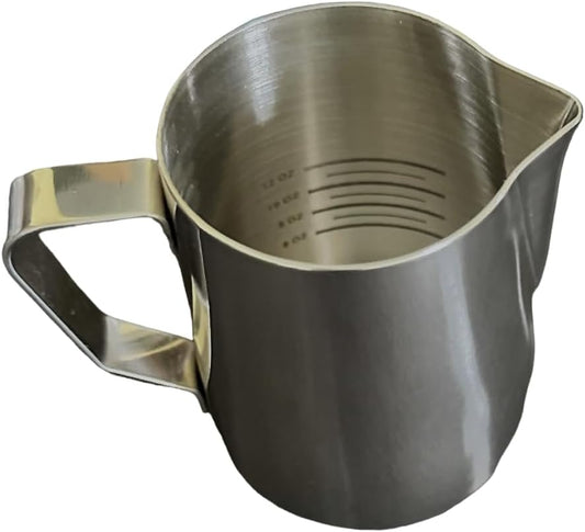 Rattleware 20 Oz Stainless Steel Etched Latte Art Pitcher Frother Cup with Drip-Resistant Spout and Graduated Measurements