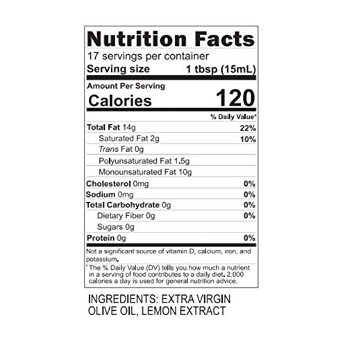Blazing Bella Lemon Infused Extra Virgin Olive Oil – Bright Meyer Lemon Flavor, Cold Pressed California Olive Oil, Perfect for Salads, Seafood, and Finishing – 8.45 fl oz (250ml)