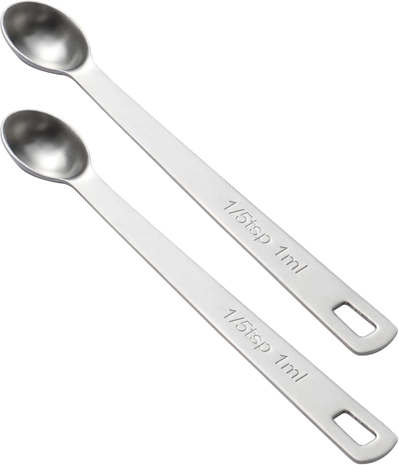 2PCS 1/5 Teaspoon(1/5tsp, 1ml) Single Tiny Measuring Spoon, Small Individual Stainless Steel Measure