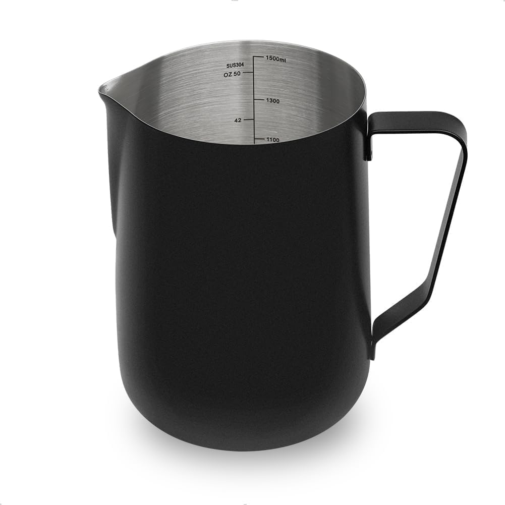 watchget Milk Frothing Pitcher 50oz/1500ml - Stainless Steel Espresso Steaming Pitcher for Cappuccin