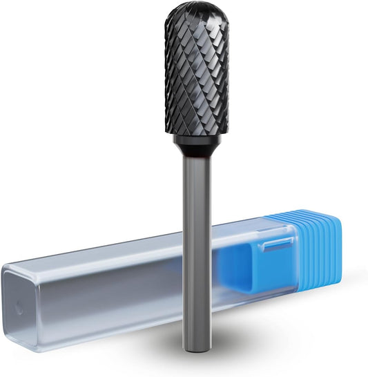 CATITO Cylinder With Ball Top Die Grinder Bit, Cut Carbide Rotary Burr for Steel, Wood and Metal Working, Engraving,