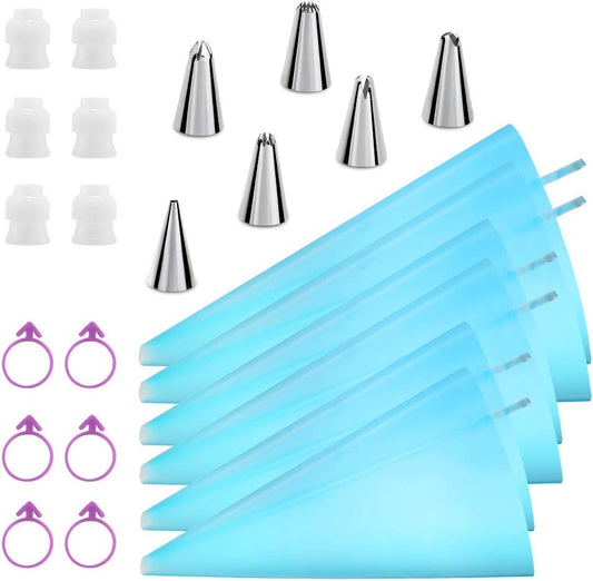 Reusable Piping Bags and Tips Set, Cake Decorating Tools with Icing Pastry Bags, Icing Bags Tips, Couplers and Frosting Bags