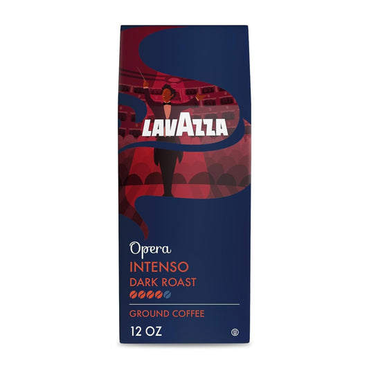Lavazza Opera Intenso Ground Coffee 12oz Bag, Dark Roast, Bold and Balanced Taste, Intensity 4/5, Arabica and Robusta, Ideal