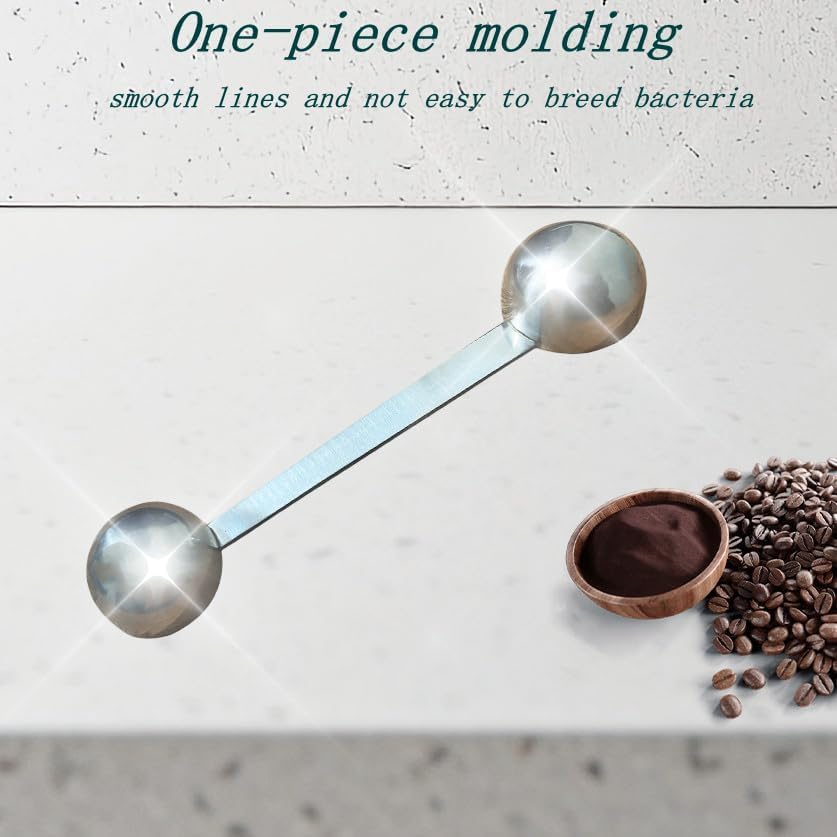CoaGu Stainless Steel Coffee Scoop: Dual-Measure 1 Tbsp &amp; 2 Tbsp Long Handle Tablespoon for Precise Scooping from Large Coffee Bags or Baking Ingredients (Pack of 2)