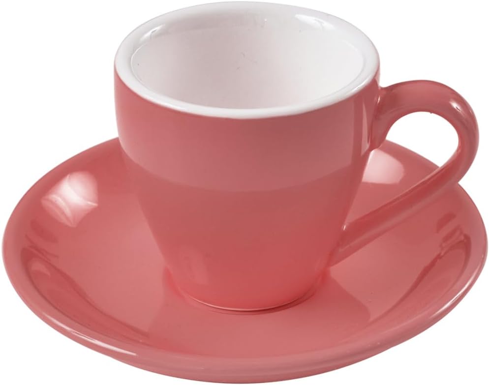 Porcelain Espresso Cup with Saucer, Espresso shot Cup, 80ml/2.7Oz, Pink