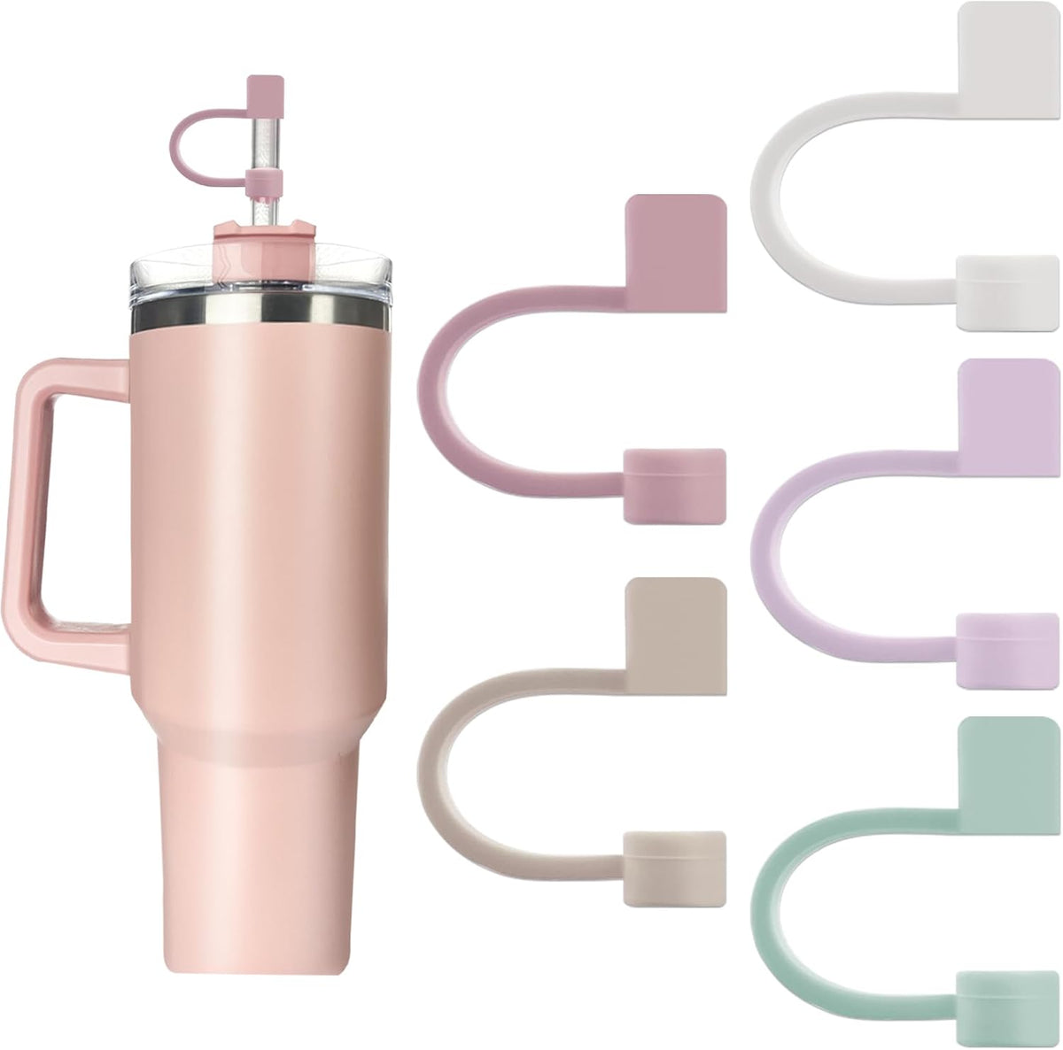 Velaco 5Pcs 0.4in/10mm Diameter Silicone Straw Covers Cap Compatible with Stanley 20 30&40 Oz Cup, Straw Toppers for Stanley 40 Oz Tumbler with Handle, Dust-Proof Straw Caps for Water Bottle
