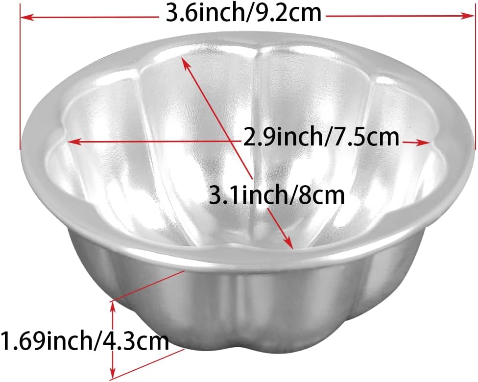 Molds Aluminum for Jello Small Cup Cake Nonstick Tartlets Baking Tool | Mini Pudding Pan Cup Cake Molds Cupcake Muffin Cups for Small Desserts 6 Pieces (3.5 x1.6inch)