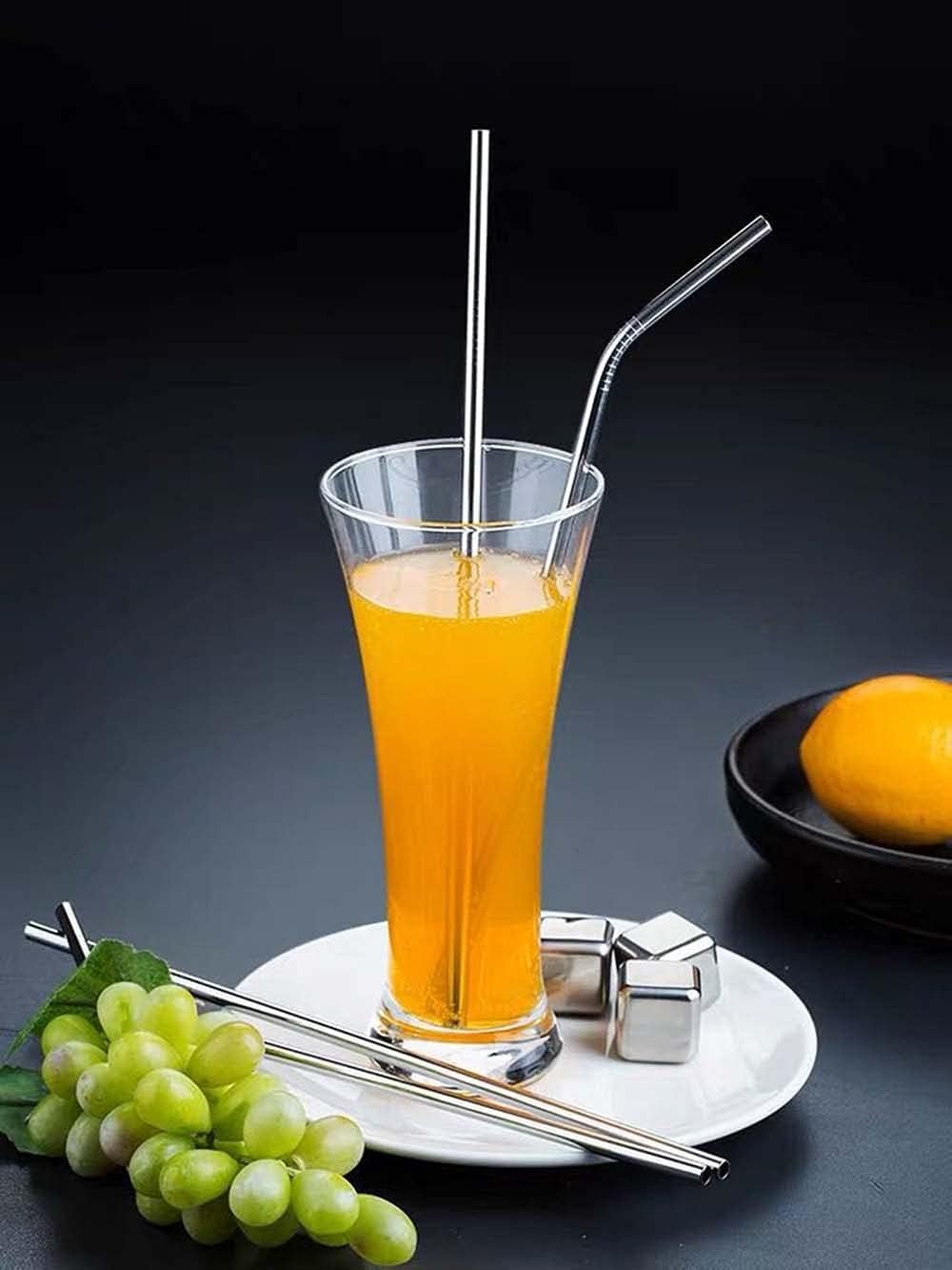 Vinaco 12 Pack 0.24" Wide Reusable Stainless Steel metal Straws
