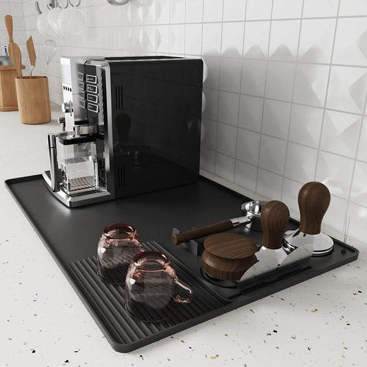 Coffee Mat, Coffee Maker Mat for Kitchen Counter with Tamping Mat, 40x60cm Silicone Coffee Bar Pad, Anti-Slip, Heat