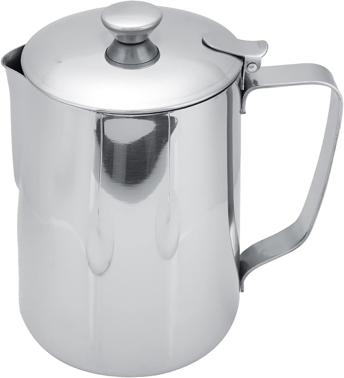 Stainless Steel Milk Frothing Pitcher, Stainless Steel Coffee Cup Mug Milk Frothing Pitcher Jug with Lid for Latte Coffee Art for Office Kitchen with handle(1000ML)