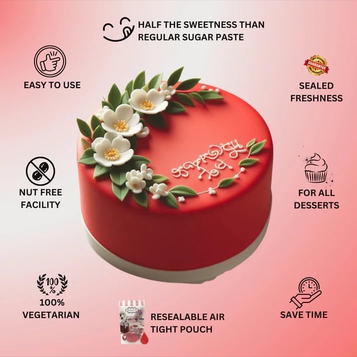 Confect Red Fondant | Vibrant Edible Cake Fondant for Christmas &amp; Special Occasions | Easy to Roll, Smooth Texture | Ideal for Cake Decorating &amp; Cupcakes | Vegan &amp; Gluten-Free – 8.8 Oz