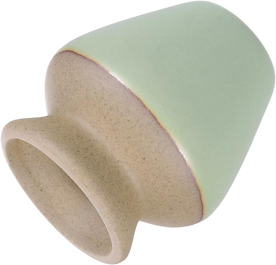 HARFINGTON Ceramic Chasen Stand 66mm Matcha Whisk Holder Teas Set Whisks Stand Traditional Matcha Tea Chasen Holder Tea Set Accessories for Tea Tasting, Gray Green