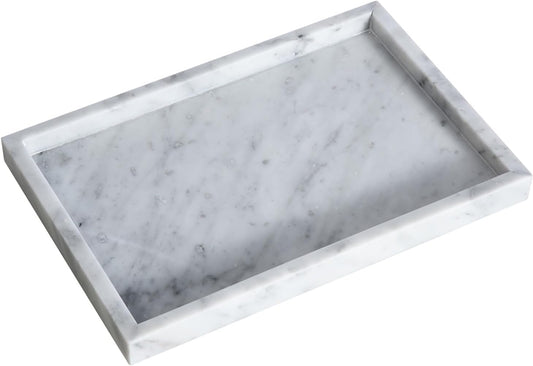Large Bathroom Vanity Tray, Real Natural Marble Sink Tray 12 Inch, Carrara White Limestone Dresser Tray, Modern Countertop