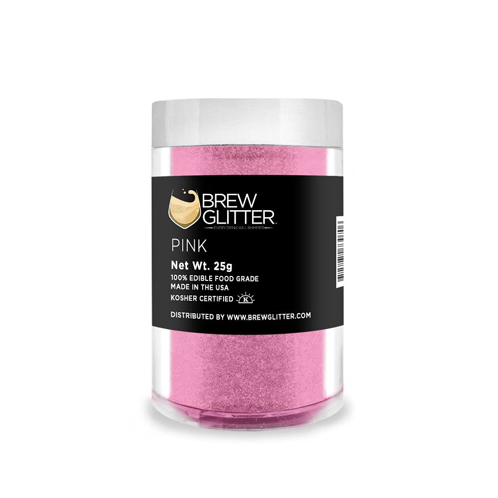 Pink BREW GLITTER Edible Glitter For Drinks, Cocktails, Beer, Garnish Glitter &amp; Beverages | KOSHER &amp; HALAL Certified | 100% Edible &amp; Food Grade | Vegan, Gluten, Nut Free (25g, Pink)