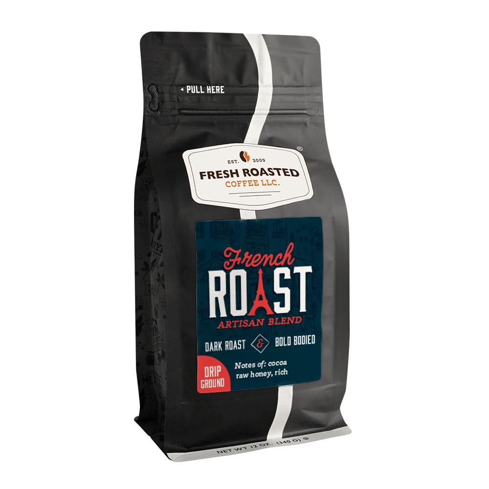 Fresh Roasted Coffee, French Roast Drip Ground Coffee, Dark Roast, Kosher, 12 oz