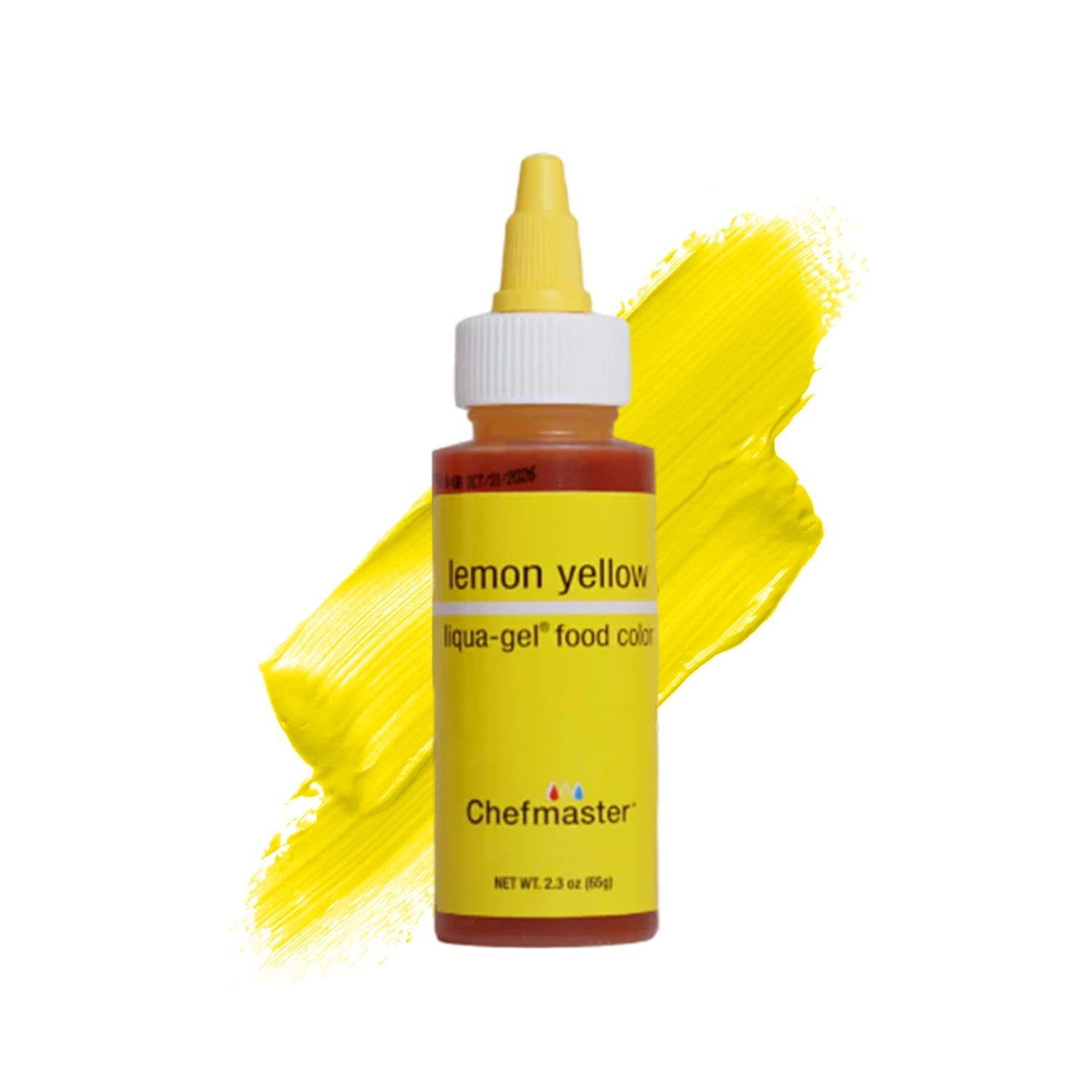 Chefmaster Lemon Yellow Liqua-Gel® Food Coloring | Vibrant Color | Professional-Grade Dye for Icing, Frosting, Fondant | Baking &amp; Decorating | Fade-Resistant | Easy-to-Use | Made in USA | 2.3 oz
