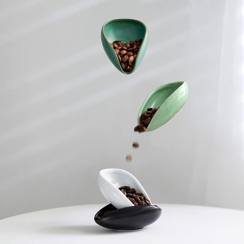 watchget Ceramic Coffee Dosing Cup &amp; Tea Storage Tray, Dark Green | Single Dose Measuring Container for Coffee Beans &amp; Loose Leaf Tea Dosing Vessel; Hold 20-25g Coffee Beans