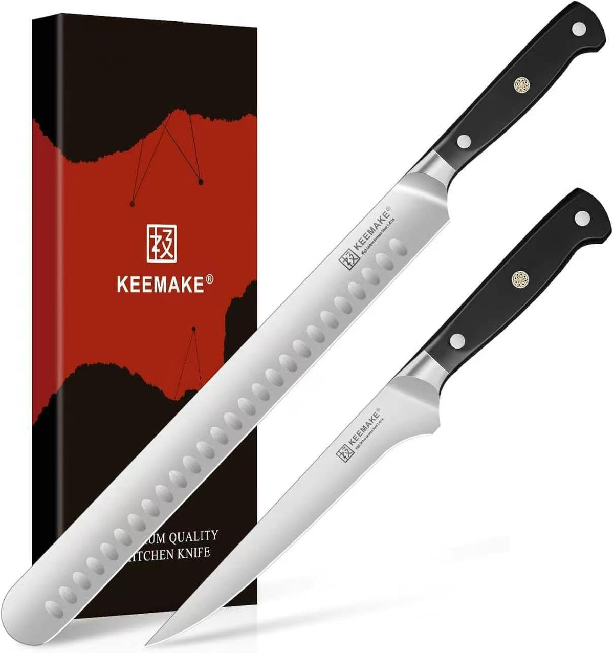 KEEMAKE Carving Knife Set, Brisket Slicing Knife &amp; Boning Knife For Meat