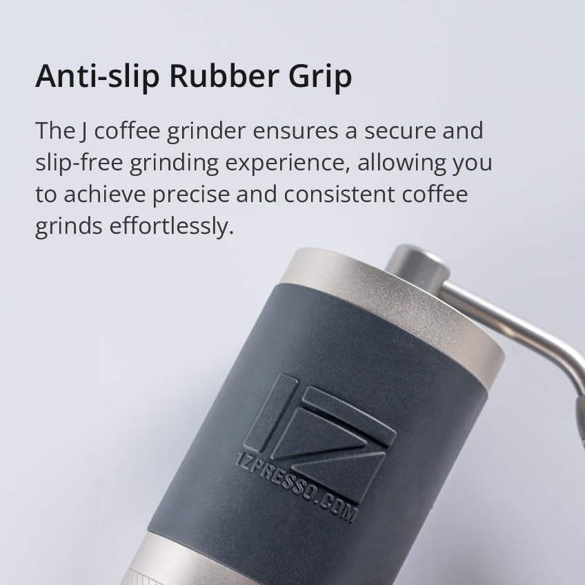 1Zpresso J Manual Coffee Grinder Silver with Assembly Stainless Steel Conical Burr - Numercial Internal Adjustable Setti