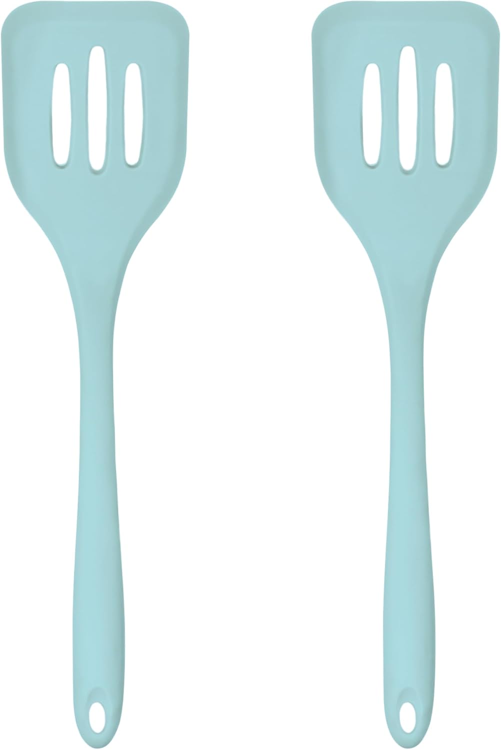 JS Gourmet Heat Resistant Silicone Slotted Turner Set, Pastel Blue - 2 Pack