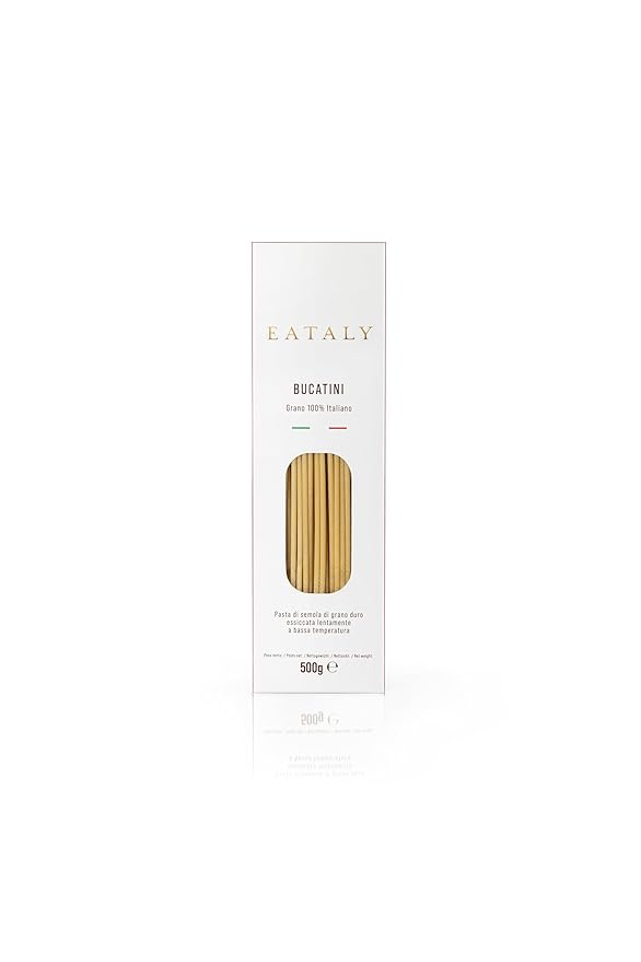 Eataly Italian Bucatini Pasta Noodles - 500g (17 oz.) Box -Authentic Durum Semolina Wheat - Made in Italy- Dried Pasta for Gourmet Dining, 1 Pack