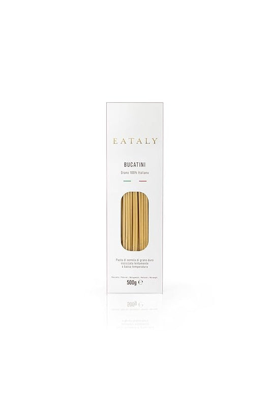 Eataly Italian Bucatini Pasta Noodles - 500g (17 oz.) Box -Authentic Durum Semolina Wheat - Made in Italy- Dried Pasta for