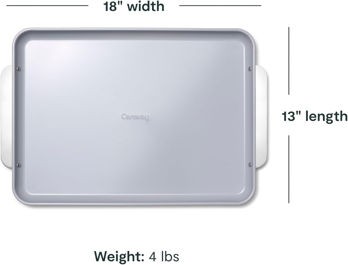 Caraway Non-Stick Ceramic Large Baking Sheet Duo | Naturally Slick Ceramic Coating, Non-Toxic, PTFE and PFOA Free, Perfect for Baking, Roasting, and More, (18" x 13"), Marigold