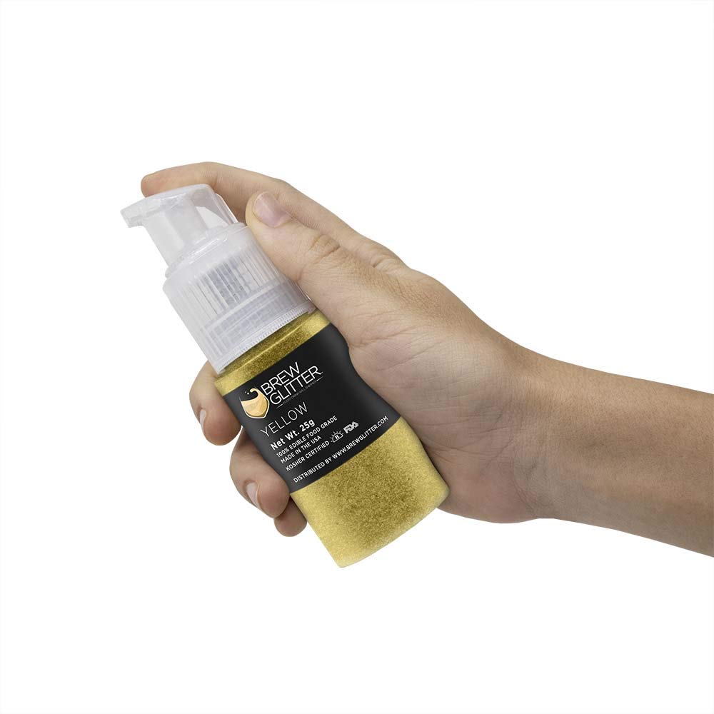 Brew Glitter Edible Drink Glitter Pump 1x 25g for Cocktails, Beer, &amp; Beverages (Yellow)
