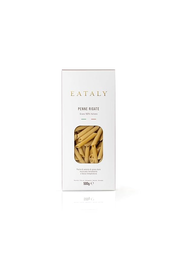 Eataly Italian Penne Rigate Pasta Noodles - 500g (17 oz.) Box -Authentic Durum Semolina Wheat - Made in Italy- Dried Pasta for Gourmet Dining, 1 Pack