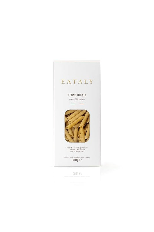 Eataly Italian Penne Rigate Pasta Noodles - 500g (17 oz.) Box -Authentic Durum Semolina Wheat - Made in Italy- Dried Pasta