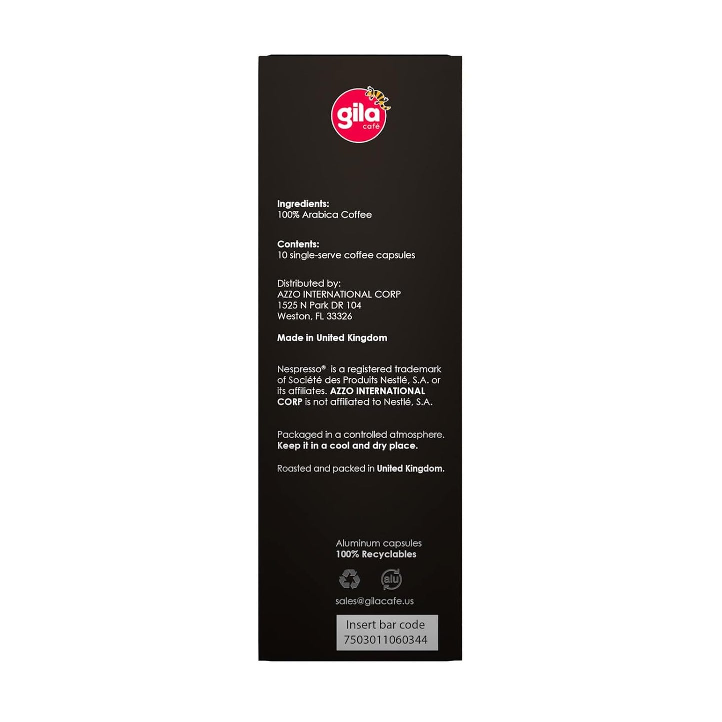 GILA Cafe Espresso Lungo aluminun coffee capsules compatible with Nespresso Original Machines Pack (6 pack x 10), 60 count