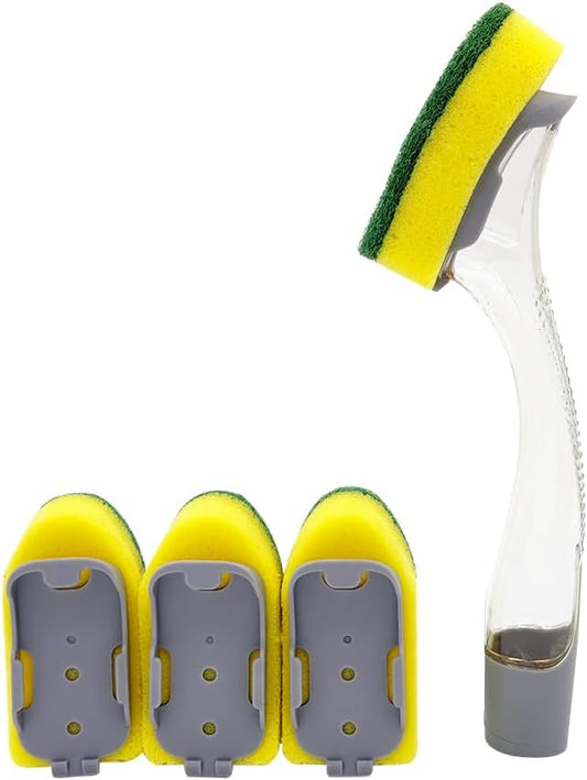 The Pot Brush with Green and Yellow Washing Pads Does not Damage The Pot Handle and can be Used to add Liquid, Brush The