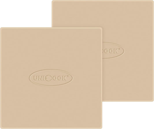 Unicook 2 PCS Pizza Stones Set, 12 Inch Square Pizza Stone for Oven and Grill, Cordierite Baking Pan for Crispy Crusts,