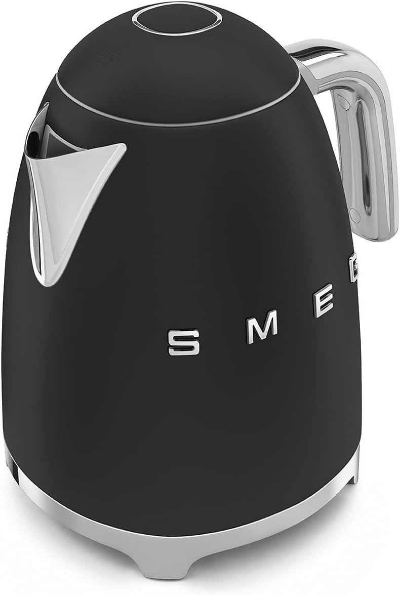 SMEG KLF03 Electric Kettle 1.7L (7 Cup), Retro Hot Water Boiler for Tea &amp; Coffee, Fast Boiling, Auto Shut-Off, Soft Open Lid, 360° Swivel Base Countertop Kettle – Matte Black