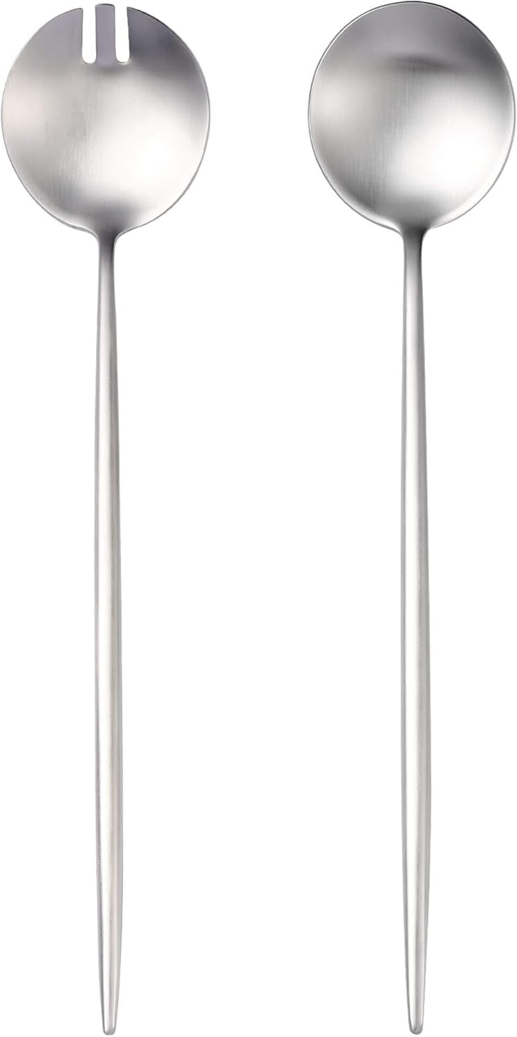 Lemeya Salad Serving Utensils,Serving Spoons Stainless Steel,2Pcs Long Handle Salad Servers 11.42 In