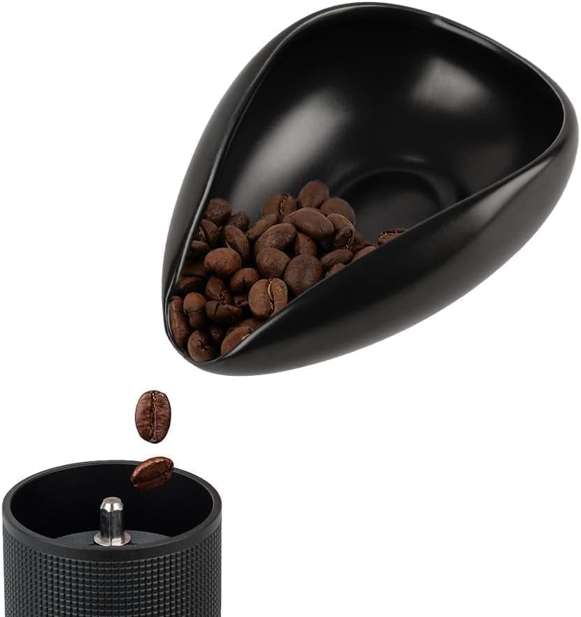 watchget Ceramic Coffee Dosing Cup &amp; Tea Storage Tray, Black | Single Dose Measuring Container for Coffee Beans &amp; Loose Leaf Tea Dosing Vessel; Hold 20-25g Coffee Beans
