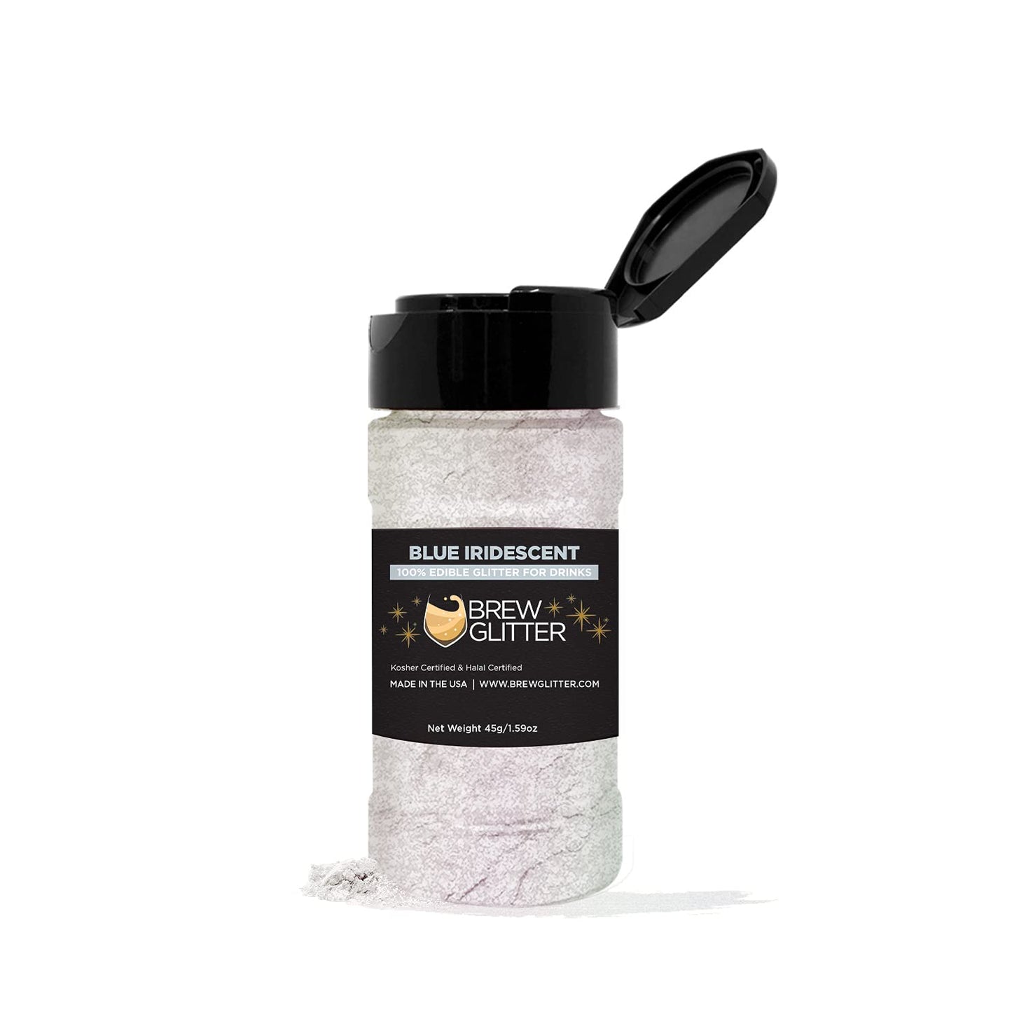 Blue Iridescent BREW GLITTER Edible Glitter For Drinks, Cocktails, Beer, Garnish Glitter &amp; Beverages | 100% Edible &amp; Food Grade | Vegan, Gluten, Nut Free (45g Shaker, Blue Iridescent)