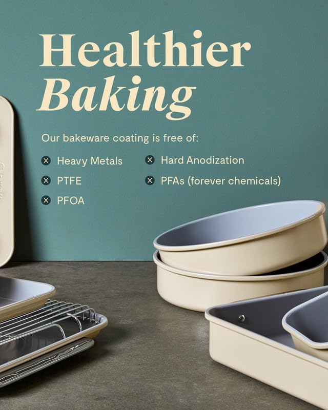 Caraway 9" Non-Stick Ceramic-Coated Circle Pan | Naturally Slick Ceramic Coating, Non-Toxic, PTFE and PFOA Free, Perfect for Birthday Cakes, Tartes, and More, Cream