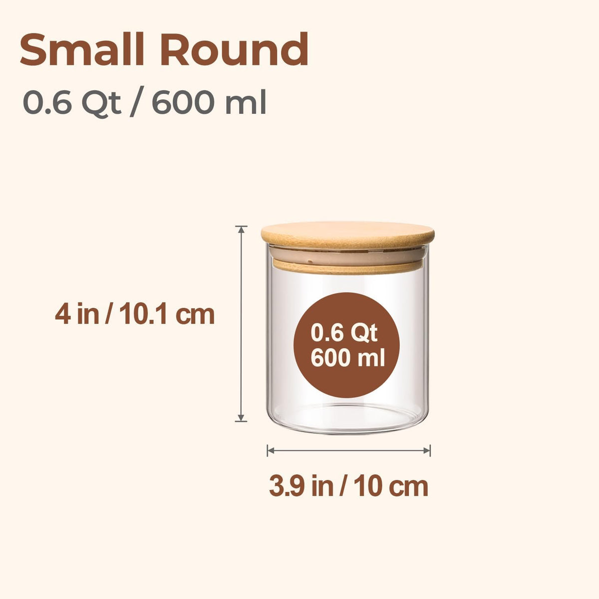 ComSaf Glass Storage Containers with Lids 0.6 Qt, 6 Pack Small Glass Jars