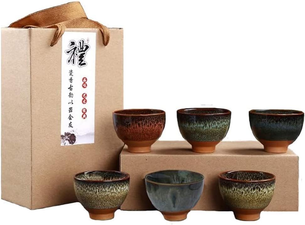 Better-Love 6PCS Handmade Ceramic Tea &amp; Sake Cups, Japanese Pottery Set