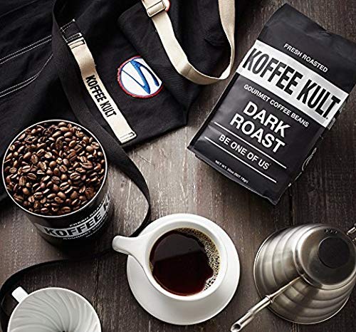 Koffee Kult Dark Roast Coffee Beans - Rich &amp; Bold with Chocolate &amp; Cinnamon Notes, Smooth Finish 100% Arabica, Ethically Sourced Resealable 12oz package