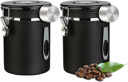 Coffee Canister Airtight Coffee Storage Container Stainless Steel Air Tight Coffee Jar with Scoop, Date Tracker and CO2