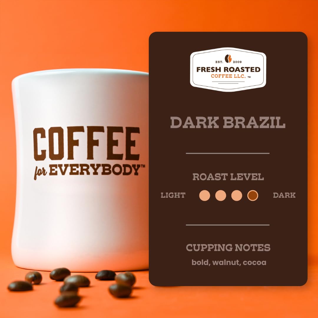 Fresh Roasted Coffee, Dark Brazil, K-Cup Pods for Keurig Brewers Med-Dark Roast, Kosher, 24 Count (Pack of 1)