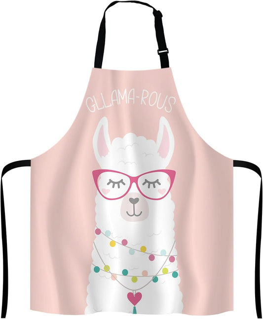 Inspirational and motivational Apron with Alpaca,Cute llama Gllama-rous Unisex Kitchen Bib with Adjustable Neck for Cooking